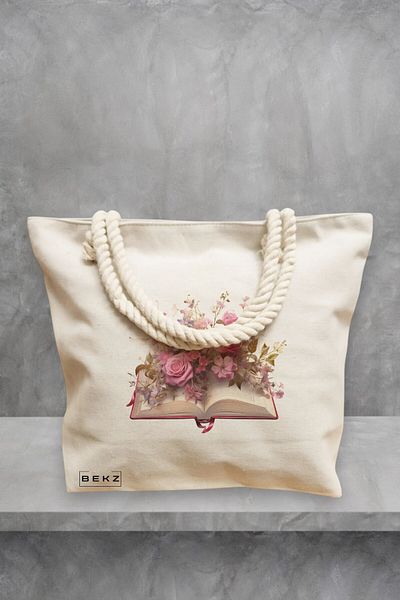 BEKZ Geanta de plaja, model Books 11, 40x51 cm, Crem, BEKZ®