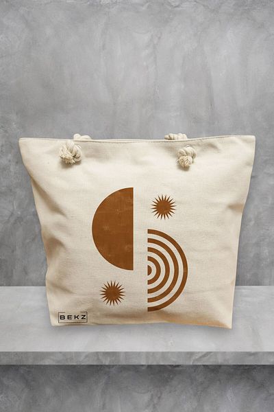 BEKZ Geanta de plaja, model Solar Energy, 40x51 cm, Crem, BEKZ®