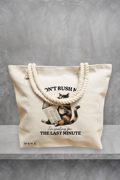 BEKZ Geanta de plaja, model Don’t rush me, 40x51 cm, Crem, BEKZ®