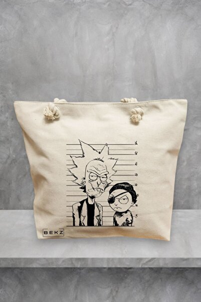 BEKZ Τσάντα παραλίας, μοντέλο Rick and Morty, 40x51 εκ., Κρεμ, BEKZ®
