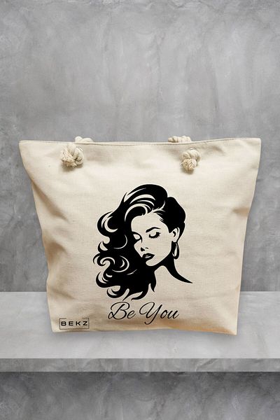 BEKZ Geanta de plaja, model Be You 2, 40x51 cm, Crem, BEKZ®