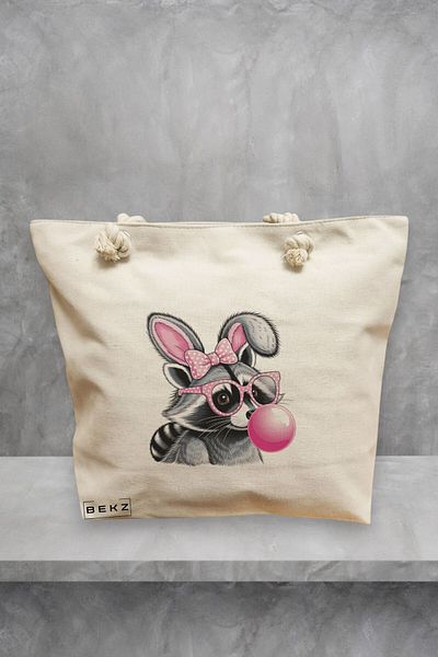 BEKZ Geanta de plaja, model Pinkie, 40x51 cm, Crem, BEKZ®