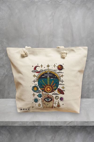 BEKZ Geanta de plaja Energy Mood 2, 40x51 cm, Crem, BEKZ®