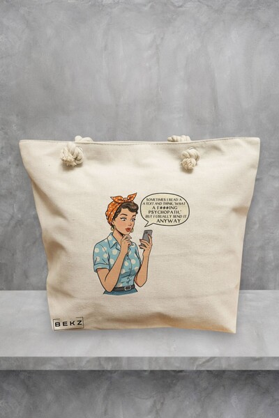 BEKZ Τσάντα θαλάσσης, μοντέλο What a psycho, 40x51 εκ., Κρεμ, BEKZ®