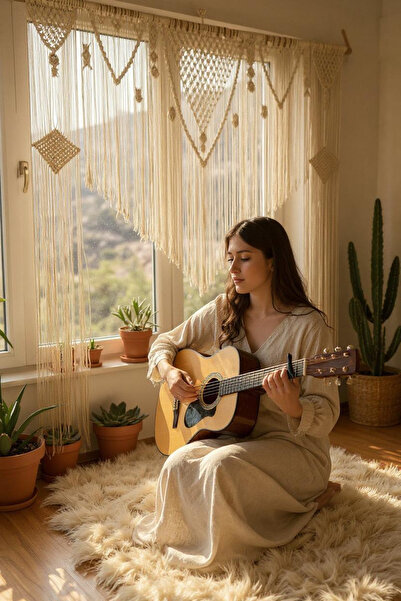 Zuviel Deco Handmade 180x200 Makrome Perde, Backdrop, Organizasyon Arka Fon, ...