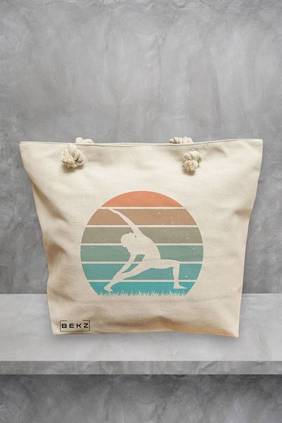 BEKZ Geanta de plaja Yoga 10, 40x51 cm, Crem, BEKZ®