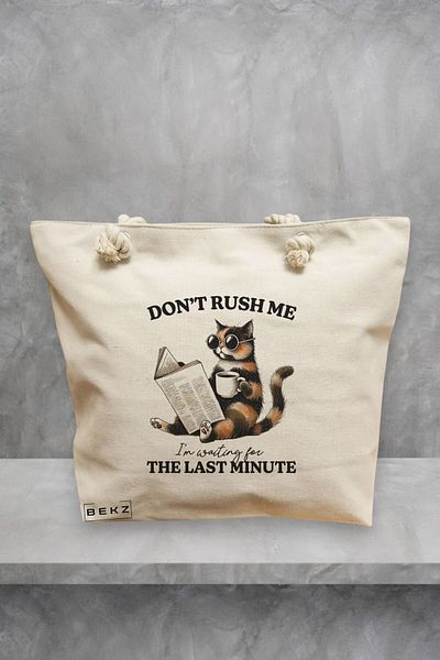 BEKZ Geanta de plaja, model Don’t rush me, 40x51 cm, Crem, BEKZ®