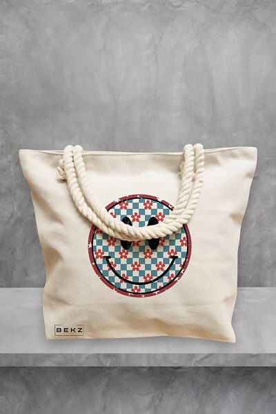BEKZ Geanta de plaja, model Pattern, 40x51 cm, Crem, BEKZ®