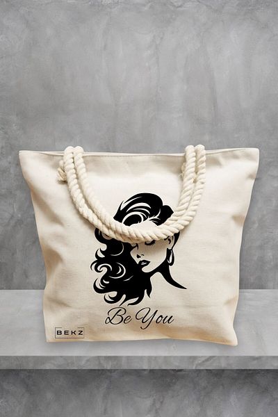 BEKZ Geanta de plaja, model Be You 2, 40x51 cm, Crem, BEKZ®