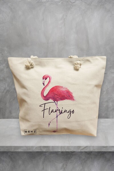 BEKZ Τσάντα θαλάσσης, μοντέλο Flamingo, 40x51 εκ., Κρεμ, BEKZ®