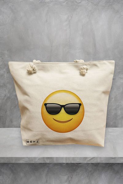 BEKZ Geanta de plaja, model Cool, 40x51 cm, Crem, BEKZ®