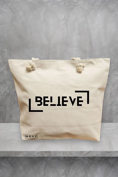 BEKZ Geanta de plaja, model Believe, 40x51 cm, Crem, BEKZ®