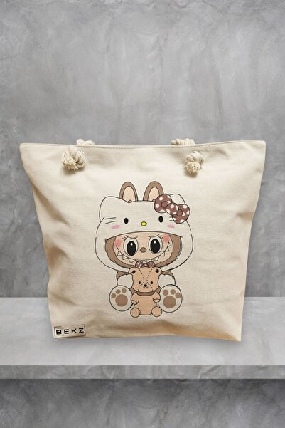 BEKZ Beach Tote Bag, model Labubu 30, 40x51 cm, Cream, BEKZ®