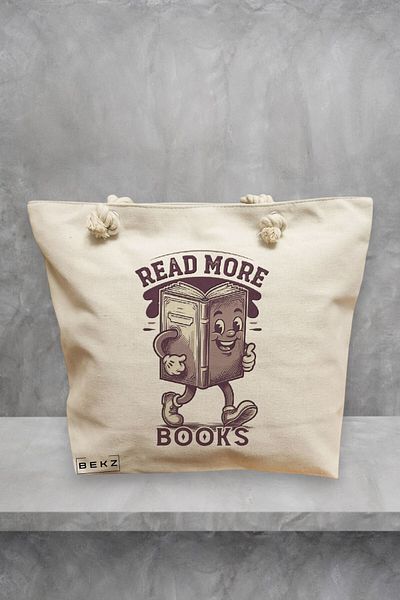 BEKZ Geanta de plaja, model Read more books, 40x51 cm, Crem, BEKZ®