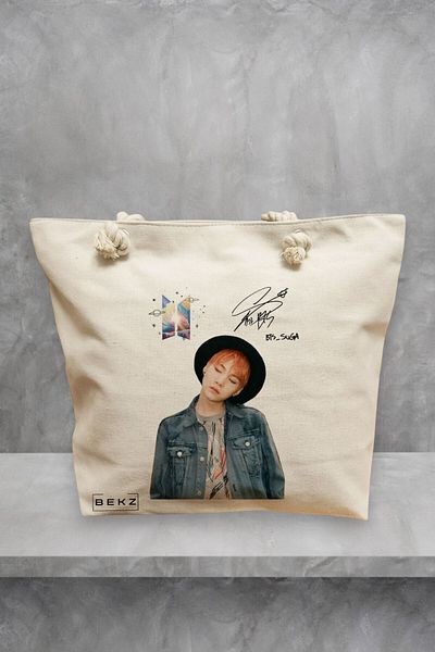 BEKZ Geanta de plaja, model BTS Suga 2, 40x51 cm, Crem, BEKZ®