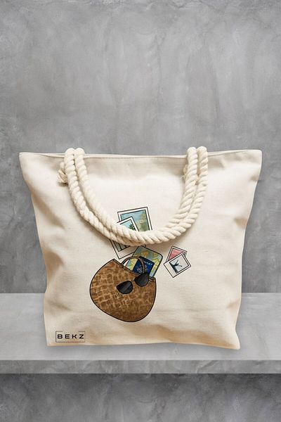 BEKZ Geanta de plaja Travel Girl 12, 40x51 cm, Crem, BEKZ®