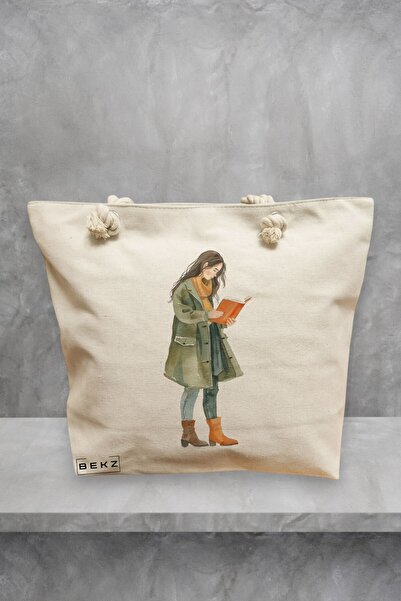 BEKZ Τσάντα θαλάσσης, μοντέλο The bookie girl 30, 40x51 εκ., Κρεμ, BEKZ®