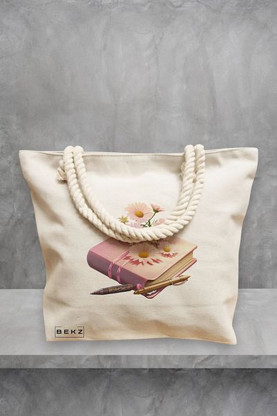 BEKZ Geanta de plaja, model Books 39, 40x51 cm, Crem, BEKZ®