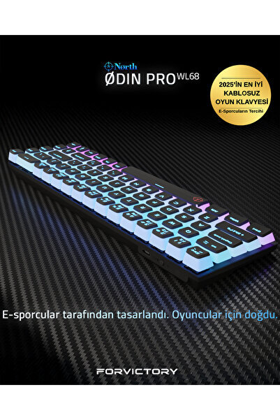 Genel Markalar Odin PRO WL68 LightCore Kablosuz Bluetooth RGB Red Switch Türkçe Mekanik Gaming Klavye
