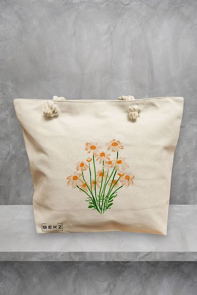 BEKZ Geanta de plaja, model Margarete, 40x51 cm, Crem, BEKZ®