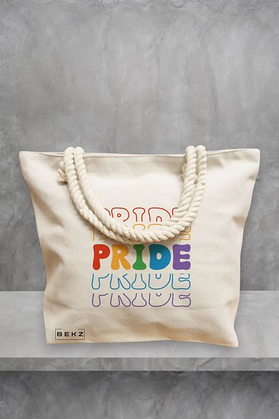 BEKZ Geanta de plaja, model Pride 2, 40x51 cm, Crem, BEKZ®