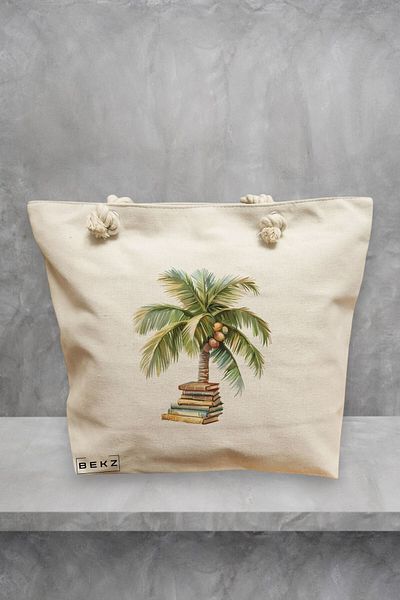 BEKZ Geanta de plaja, model Books 8, 40x51 cm, Crem, BEKZ®