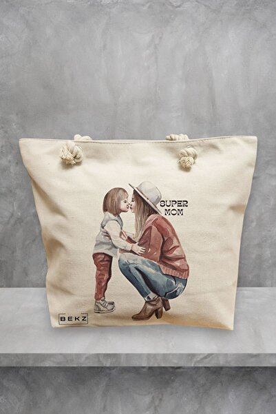 BEKZ Τσάντα θαλάσσης, μοντέλο Super mom 3, 40x51 cm, Κρεμ, BEKZ®