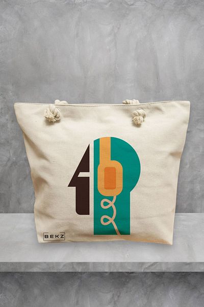 BEKZ Geanta de plaja, model Sound of Mind, 40x51 cm, Crem, BEKZ®