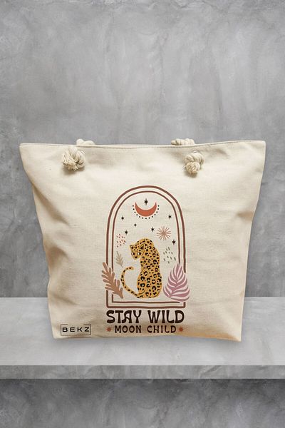 BEKZ Geanta de plaja Boho Style 2, 40x51 cm, Crem, BEKZ®