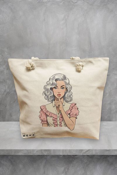BEKZ Geanta de plaja, model Sstt, 40x51 cm, Crem, BEKZ®