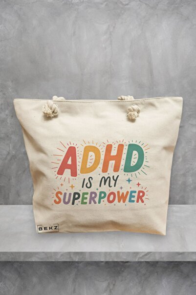 BEKZ Τσάντα θαλάσσης, το Addhd είναι το μοντέλο μου ως υπερδύναμη, 40x51 εκ.,...