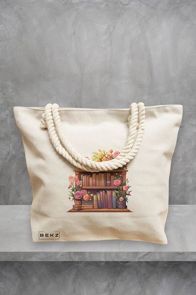 BEKZ Geanta de plaja, model Books 34, 40x51 cm, Crem, BEKZ®