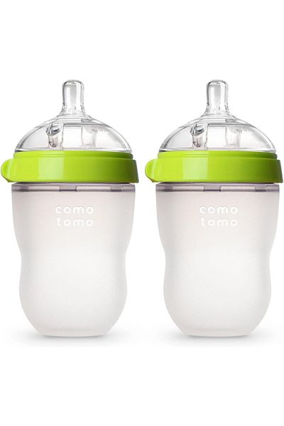 comotomo Natural Feel Baby Bottle – 250ml, Green, Pack Of 2 – Soft, Anti-colic, Bpa Free