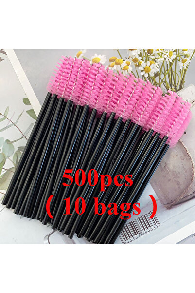 Choice 500 قطعة وردية اللون، 500 قطعة من أعواد الماسكارا للاستخدام مرة واحدة، بكرات فرشاة الرموش لتمديد رموش الحواجب والعين