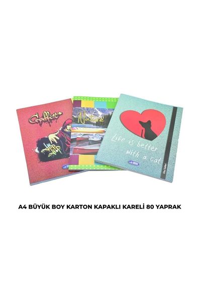 Umut A4 Cardboard Cover 80 YpChecked Notebook