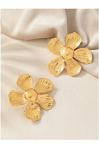mos&more Gold Big Flower Flower Women's Earrings, Very Light