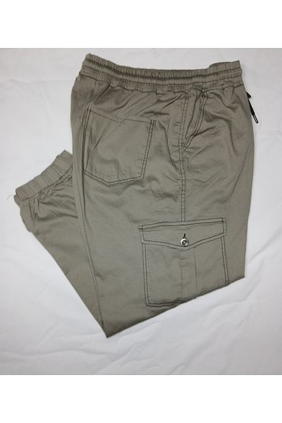 AKTEZ-EL Plus Size Men's Linen Pants with Elastic Waist and Legs 97% Cotton 3% Lycra Green