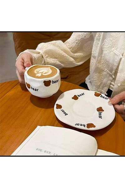Generic Ceramic Mug with Bear Head Design