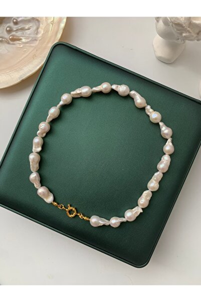 JOVİ ATELİER 45cm - Gerçek Barok Kadın İnci Kolye - 45 cm