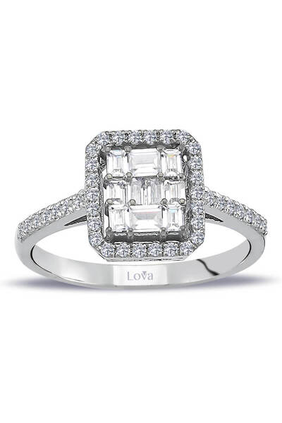 Lova 0,46 Karat Baget ve Dört Köşe Pırlanta Yüzük - 1020437