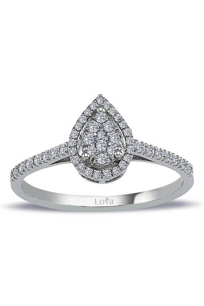 Lova Kolu Taşlı Pırlanta Damla Yüzük - 1010289