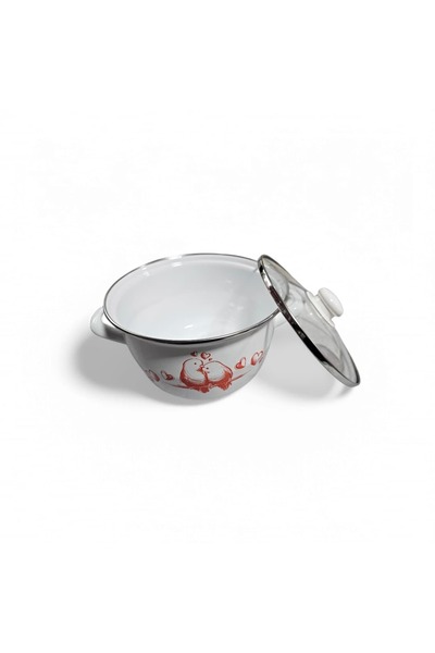 Emiva Home Bird Patterned 4 Liter Enamel Yogurt Pot