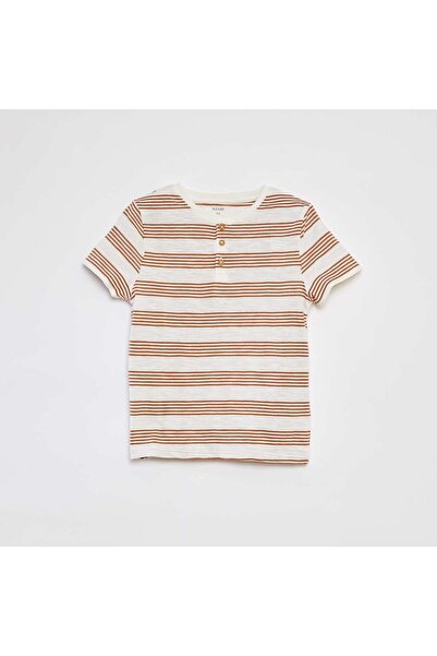 KIABI Polo shirt with henley collar BROWN