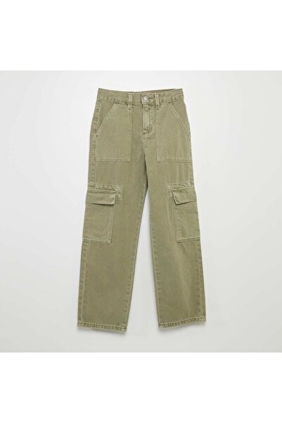 KIABI Multi-pocket denim trousers GREEN