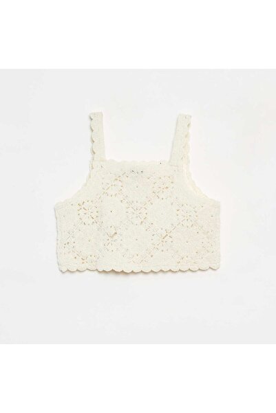 KIABI Crochet vest top WHITE