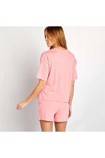 KIABI Pointelle knit shorts + T-shirt pyjama set - 2-piece set PINK