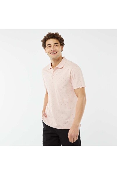 KIABI Printed cotton piquÃ© polo shirt PINK
