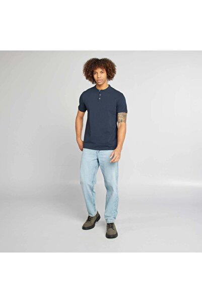 KIABI PiquÃ© polo shirt with mandarin collar BLUE