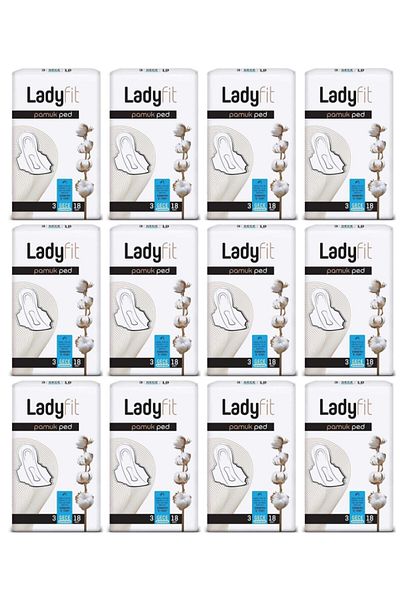 Lady Fit Ladyfit Cotton Pad Night 12 Piece Set (12 Packx18)