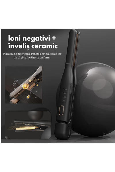 Versatyx Placa de indreptat parul si barba, Invelis Ceramic, Fara Fir, 4 Trepte caldura